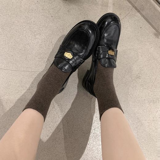 【羊皮复古小金币磨砂英伦风乐福鞋】女平底小皮鞋 商品图2