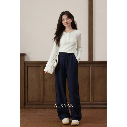 【6折秒杀】鹿向南「床上黑洞」黑色高腰阔腿裤女秋冬新款垂感显瘦宽松休闲裤 商品图4