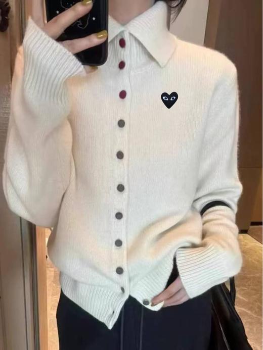 D112571通勤休闲POLO领宽松单排扣设计针织开衫 商品图3