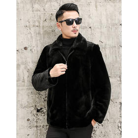 WS 927561[【数量不多】 媲美真水貂男装仿貂皮草夹克保暖外套翻领