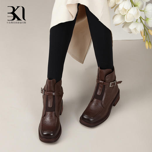 BAKERLOO女鞋手抓牛皮小短靴HD214 商品图3