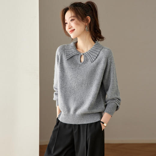 娃娃领镂空针织毛衣，高级感洋气内搭减龄打底上衣厚CC-27-25252 商品图0