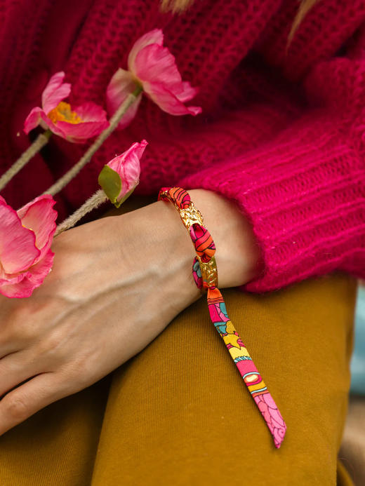 订购14周到｜AN-NEE-FEERIE-藤蔓-粉蓝色 无名之境 1cm 丝巾手镯［法国设计师］ 商品图0