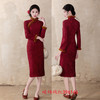 GX红色加厚年轻少女款日常可穿新中式旗袍2025冬季新款长袖订婚旗袍 商品缩略图2