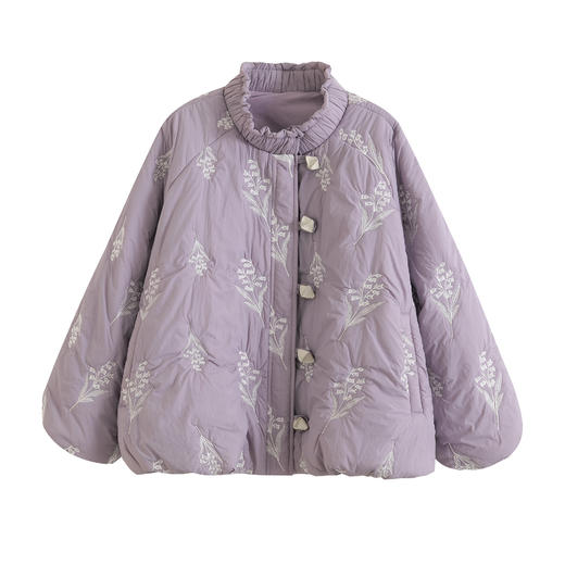 秋冬新款长袖棉衣外套女中式轻国风刺绣棉衣洋气减龄文艺百搭棉袄 商品图1