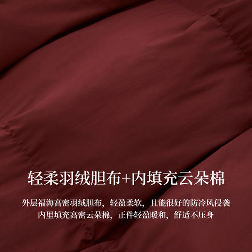 【年货节】熙世界酒红色面包羽绒棉服女2025冬季新款设计感格纹棉袄短款外套 商品图3
