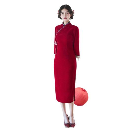 GX红色旗袍中式新娘敬酒服2025冬季新款绝美小个子订婚旗袍中式礼服 商品图4