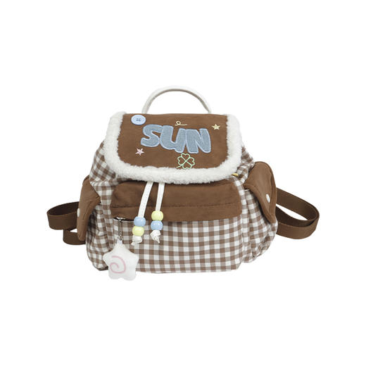 可爱格纹彩扣大容量双肩包-纪念日百货门店同款167046297 商品图0