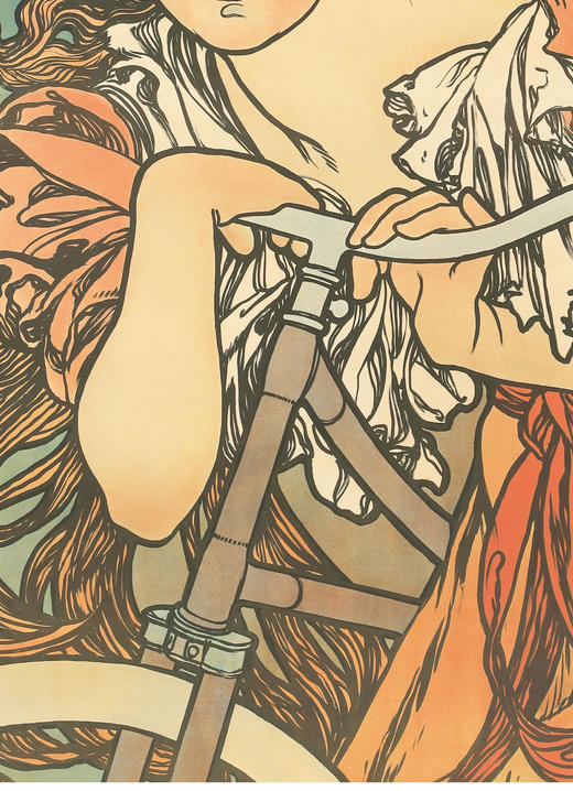 独角鹿西洋古董1902年法国出品穆夏签名创作「Cycles Perfecta完美的自行车」海报 商品图5