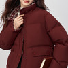 【年货节】熙世界酒红色面包羽绒棉服女2025冬季新款设计感格纹棉袄短款外套 商品缩略图4