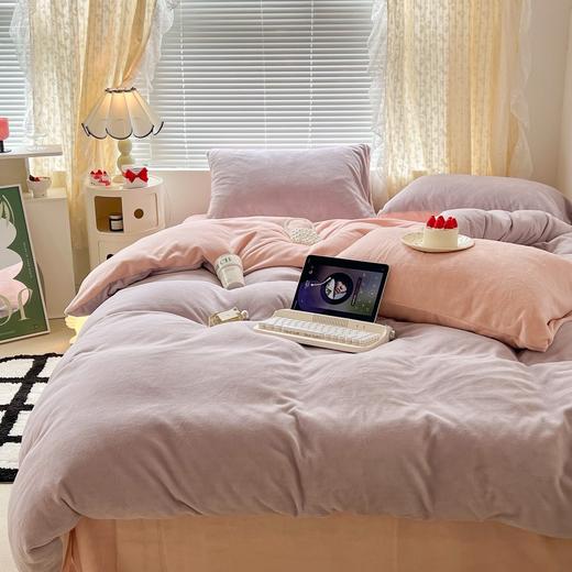 D112536氛围感奶油双拼牛奶绒高品质保暖牛奶绒床上四件套 商品图7