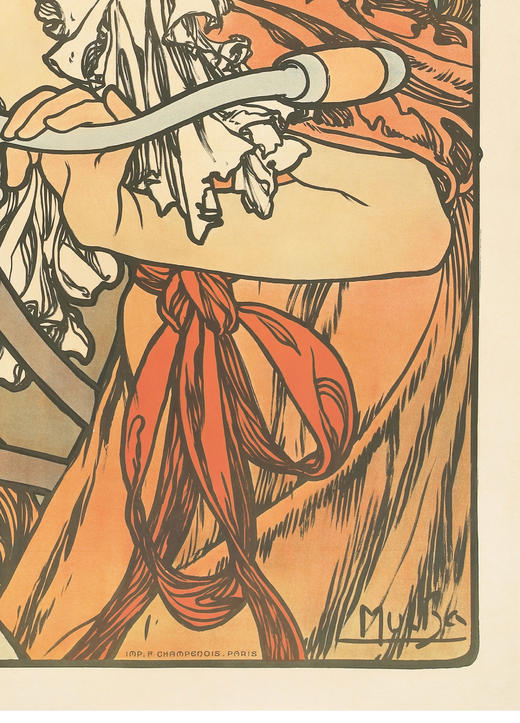 独角鹿西洋古董1902年法国出品穆夏签名创作「Cycles Perfecta完美的自行车」海报 商品图6