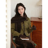 鹿向南「坠红叠翠」黄绿条纹法式开衫女秋冬款宽松小众复古风毛衣 商品缩略图4