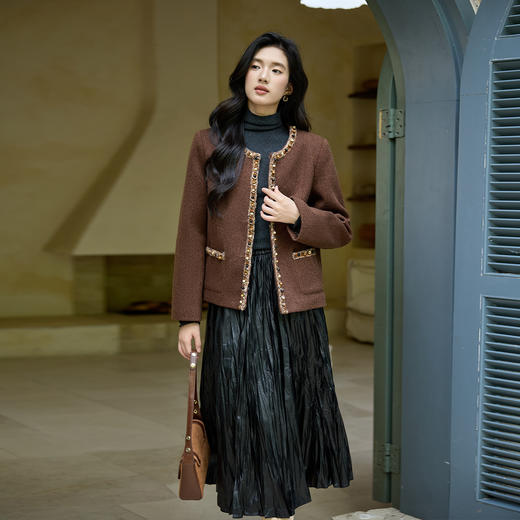 奢姿大码女装2025冬季减龄织带拼接小香风时尚气质名媛百搭外套9954394259 商品图2