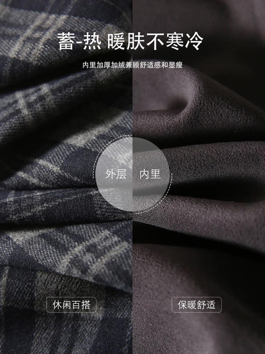 ACME含羊毛格纹+醋酸丝绒松紧腰直筒美式格纹裤 商品图13