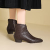 【预售5天】法式复古软羊皮方头大码靴女秋冬新款百搭中低跟后拉链短靴马丁靴&7197 商品缩略图1