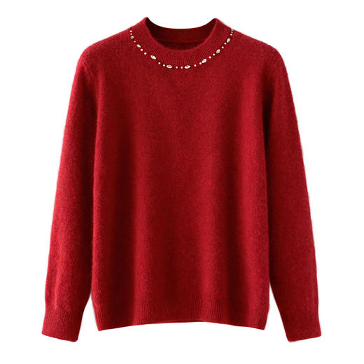 CC高级感红色针织打底衫女秋冬宽松显瘦时尚洋气内搭毛衣本命年上衣 商品图4