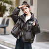 时尚免洗皮衣羽绒服，黑色宽松大码面包服小个子外套HR-YF2680A 商品缩略图3