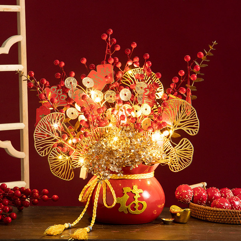 【马年限定❗️招财纳福花瓶套装】喜迎新年，把福气带回家，氛围感拉满！福桶装饰摆件客厅礼物新居乔迁之喜春节年宵花布置用品送礼品