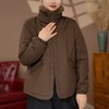 秋冬新款加绒翻领棉服妈妈纯色简约短款外套女装 商品缩略图0