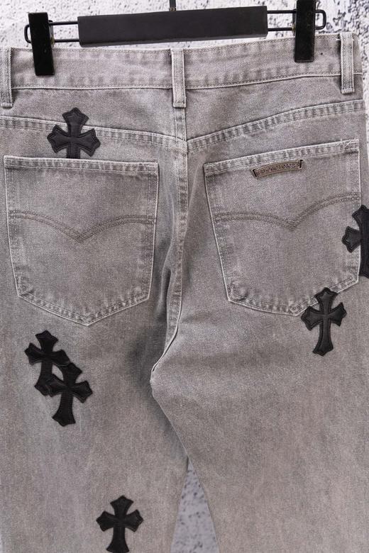 D112533限定精典黑色贴布十字拼皮灰色牛仔裤 商品图9