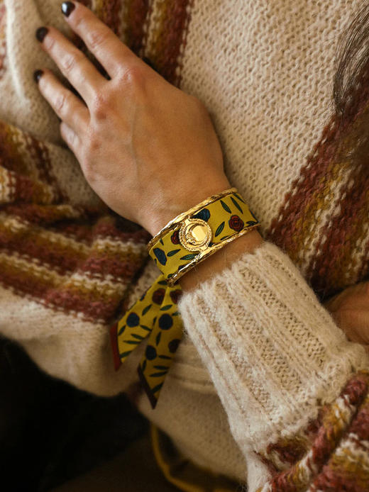 订购14周到｜AN-NEE-LUNE-黄色 吉普赛传说 2cm 丝巾手镯［法国设计师］ 商品图0