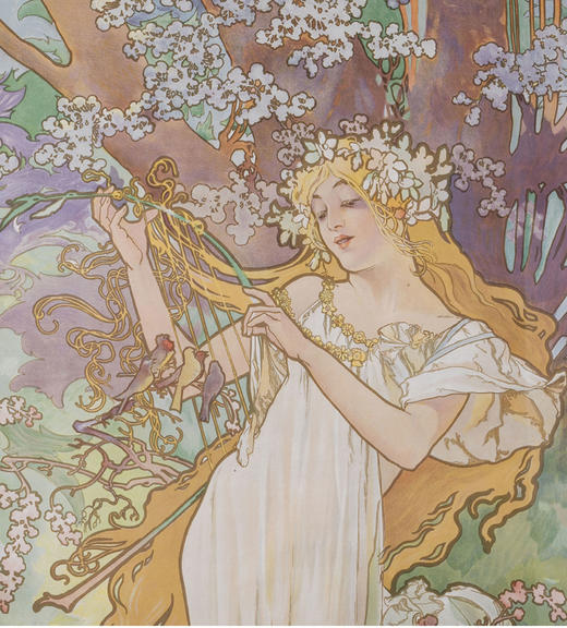 独角鹿西洋古董1896年法国出品版画作品《四季 Les Quatre Saisons》 商品图7