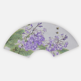 卓愿《紫风铃》33x66CM 手绘纸本宣纸国画作品