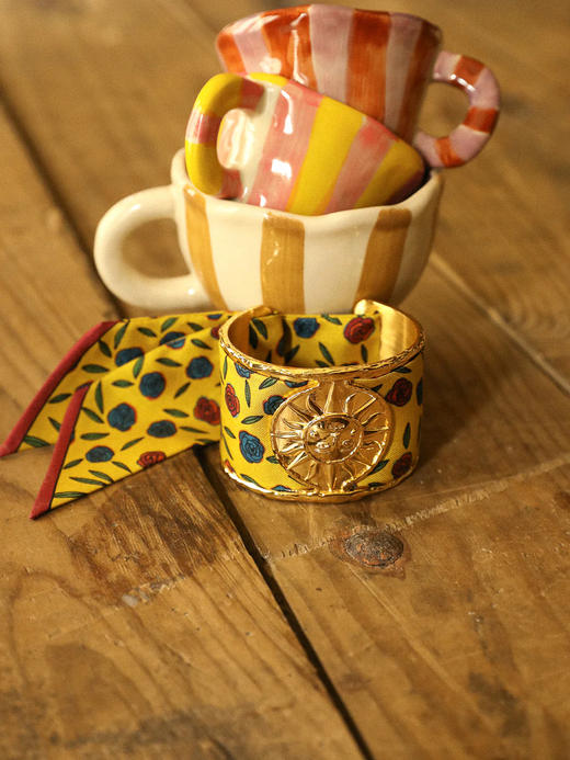 订购14周到｜AN-NEE-SOLEIL-黄色 吉普赛传说 4cm 丝巾手镯［法国设计师］ 商品图0