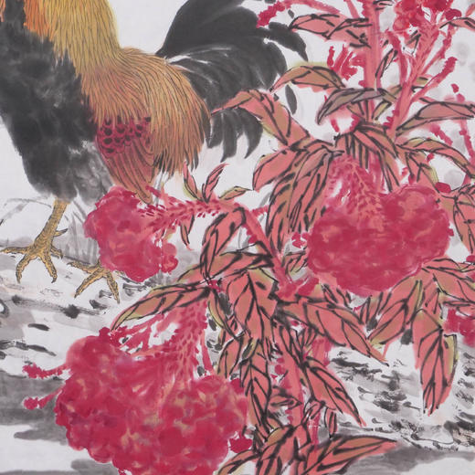 卓愿《红冠耀日》70x69CM 手绘纸本宣纸国画作品 商品图5