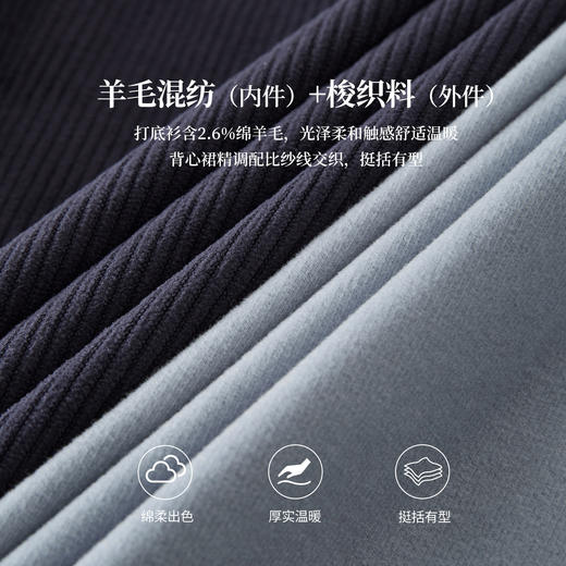 【11/26新品】熙世界富家千金感半高领打底衫背心连衣裙两件套装女2025秋冬新款 商品图3