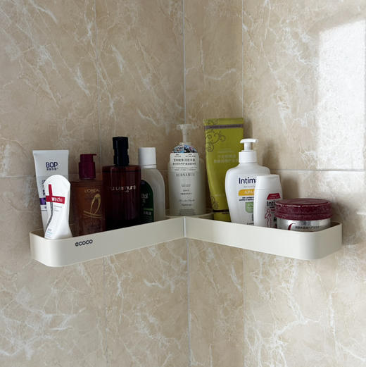【巨好用的一款置物架】可儿试了N多种 最后就它了 ecoco 免打孔 可转角 可直线 2用 卫生间浴室置物架壁挂式厕所洗手间洗漱台墙上收纳挂架 商品图8