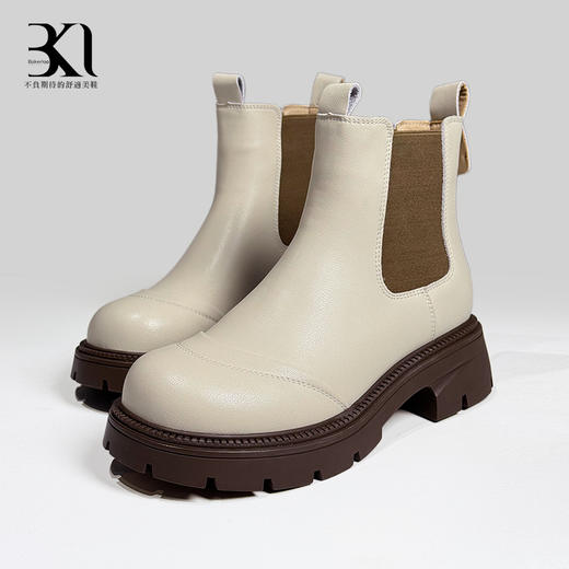 BAKERLOO 女鞋圆头厚底舒适切尔西女靴JY227 商品图2