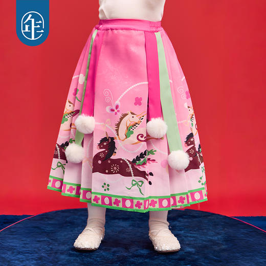 年衣童装马面裙冬季新款女童长款半身裙新中式天马行空马面裙 商品图2