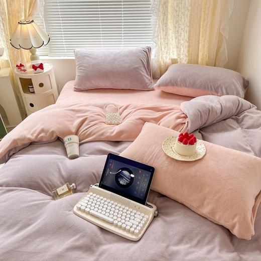 D112536氛围感奶油双拼牛奶绒高品质保暖牛奶绒床上四件套 商品图12