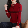 CC秋冬新款半高领多纽扣针织衫女保暖撞色条纹毛衣洋气百搭打底衫 商品缩略图1