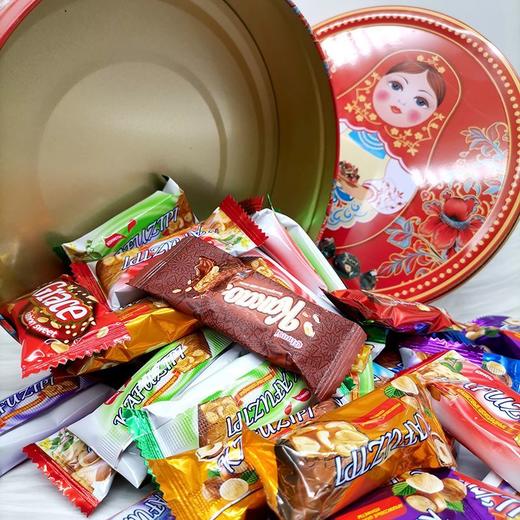 【中欧班列精选】俄罗斯风味巧克力夹心混合糖礼盒铁盒礼品休闲零食送礼袋450g/盒 商品图8