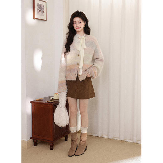 鹿向南「层澜叠彩」秘鲁羊驼毛开衫毛衣秋冬洋气设计感针织衫上衣 商品图1