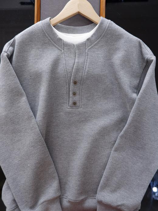 二店y 【JS3693205】 高奢假两件老钱风冬季重磅羊毛亨利领加绒长袖卫衣 商品图9