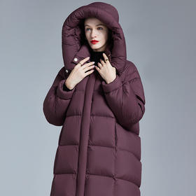 OYG 25M70高蓬松白鸭绒羽绒服加厚保暖连帽过膝宽松外套