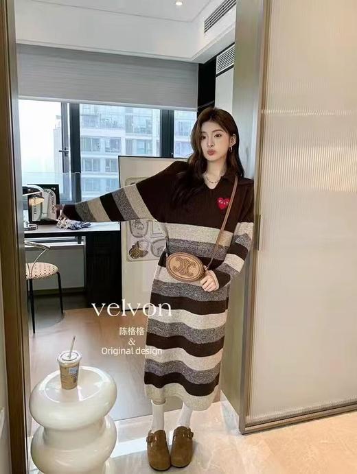 D112540polo领针织毛织配大衣打底连衣裙秋冬季新款毛衣裙 商品图1
