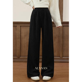 【6折秒杀】鹿向南「普罗漫裤」百搭黑色直筒休闲裤女秋冬小个子宽松阔腿长裤