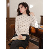 鹿向南「月白香颂」燕麦色蝴蝶结碎花显瘦长袖上衣女秋半高领内搭 商品缩略图4