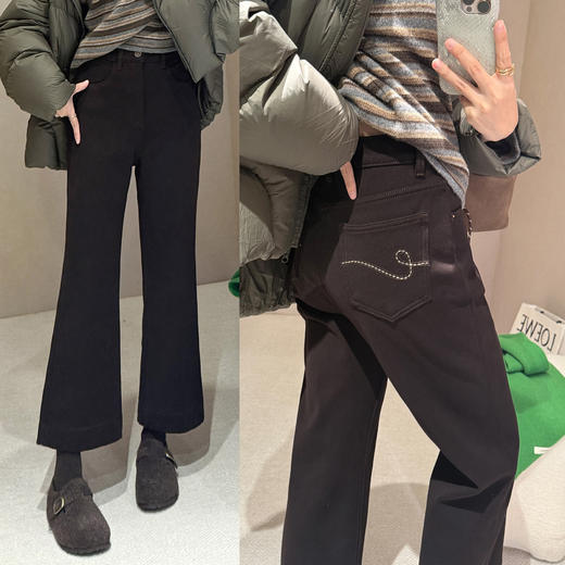 九分奶茶裤！2025四面弹厚绒牛仔裤美拉德咖色洋气直筒裤！ 商品图1