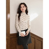 鹿向南「月白香颂」燕麦色蝴蝶结碎花显瘦长袖上衣女秋半高领内搭 商品缩略图3