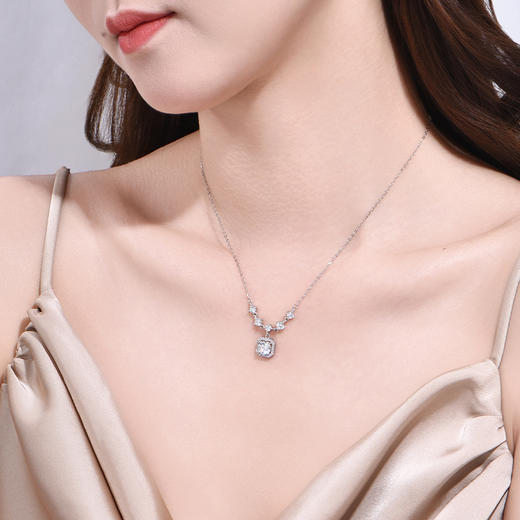 卡蒂罗KADER 蜜语方糖项链 满天星925银满铺细密闪锆甜美少女心大颗方钻吊坠锁骨链 温柔浪漫日常百搭 商品图1