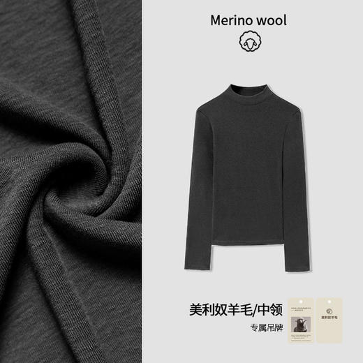 「自j」全新升级【铂金会员119/天猫159/差价40】(21014)洛诗琳高级感小立领打底衫2025秋冬新款含羊毛打底上衣女 商品图0