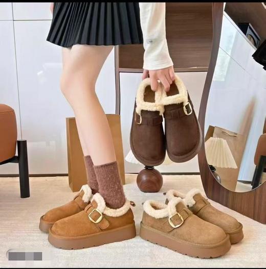 直发 赵今麦同款 雪顶咖啡～厚底博肯羊羔绒毛毛雪地靴 商品图0