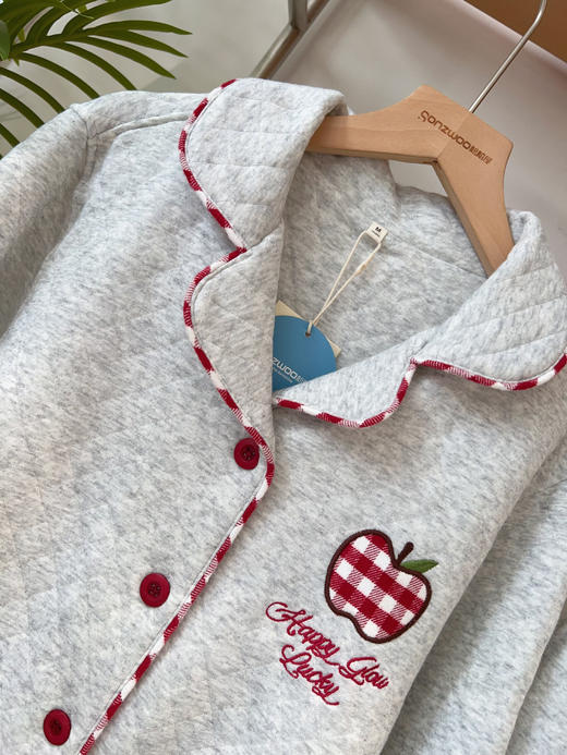 松植屋《苹果》女款空气棉加厚套装冬季空气层夹棉睡衣家居服 商品图1