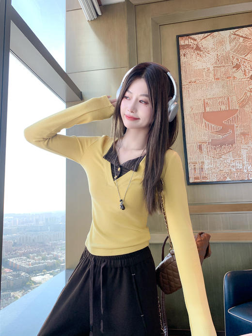 <曾小咸推荐> 现货秒杀！微信超特价！假两件黄色长袖t恤 日常129.99 立减70 秒杀59.99！ 商品图13